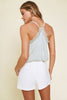 Mystree - 55946 Embroidered Lace Trim Cami: Large / LT. Grey