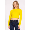 Timeless - Round Neck Long Sleeve Crop Shirt Top: GREEN / L