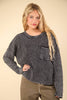 VERY J - 12W3102N-Mineral Washed Knit Oversized Sweater Pullover Top: BEIGE / S-M-L/2-2-2