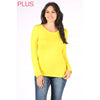 Timeless - Plus Long Sleeve Round Neck Top Shirt: WHITE / 2X