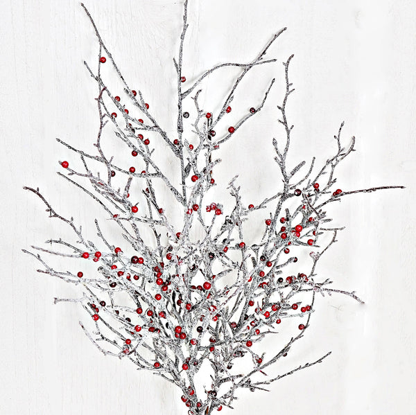 Impressive Enterprises, Inc. - 21in Icy Glitter Pepper Berry Twig Bush Christmas Decoration