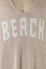 MIRACLE - Beach Saying Lightweight Knit V Neck Sweater: Grey Blue / M