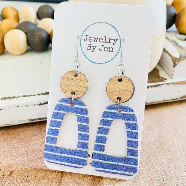 Jewelry By Jen - Trixie Earrings: Periwinkle Hand Drawn Stripes