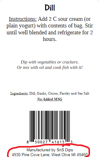 SnS Dips - Private Label Dip Mixes: Cucumber Dill