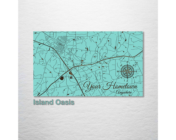 Fire and Pine Wood Maps - Custom: Burnt Existing Map: Mini (7.25" x 12") / Island Oasis