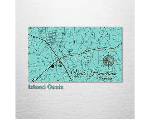 Fire and Pine Wood Maps - Custom: Burnt Existing Map: Small (11.25" x 19") / Island Oasis