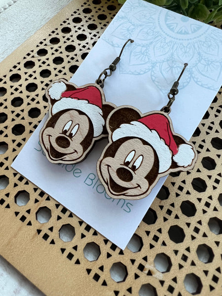 Seasideblooms - Character hand painted lightweight maple wood earrings 