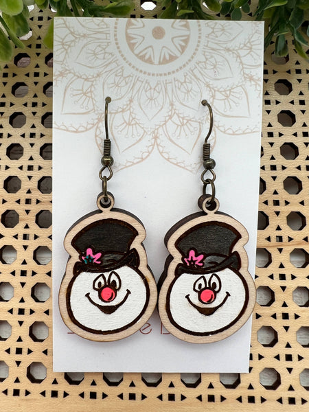 Seasideblooms - Christmas hand painted lightweight maple wood earrings 