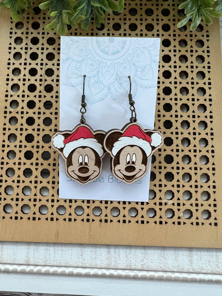 Seasideblooms - Character hand painted lightweight maple wood earrings 