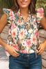 Little Daisy Closet - LDC Floral Printed V Neck Tank Top: Pink / S