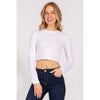 Timeless - Round Neck Long Sleeve Crop Shirt Top: GREEN / S