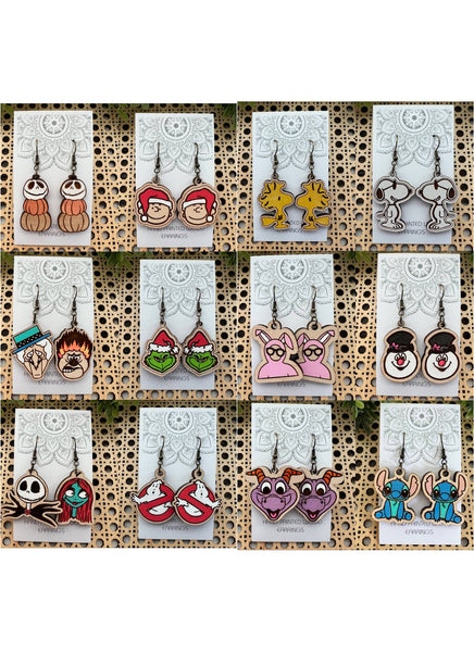 Seasideblooms - Cute character, hand-painted Maplewood earrings earring