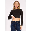 Timeless - Round Neck Long Sleeve Crop Shirt Top: GREEN / L