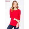 Timeless - Plus Long Sleeve Round Neck Top Shirt: BLACK / 1X