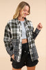 VERY J - NJ90261-Mixed Plaid Oversized Casual Shacket Jacket: OLIVE / S-M-L/2-2-2