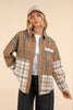 VERY J - NJ90261-Mixed Plaid Oversized Casual Shacket Jacket: OLIVE / S-M-L/2-2-2