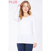 Timeless - Plus Long Sleeve Round Neck Top Shirt: WHITE / 2X