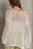 Pol Clothing - Dropped Shoulder Open Knit Boat Neck Sweater Top: L / CREAM