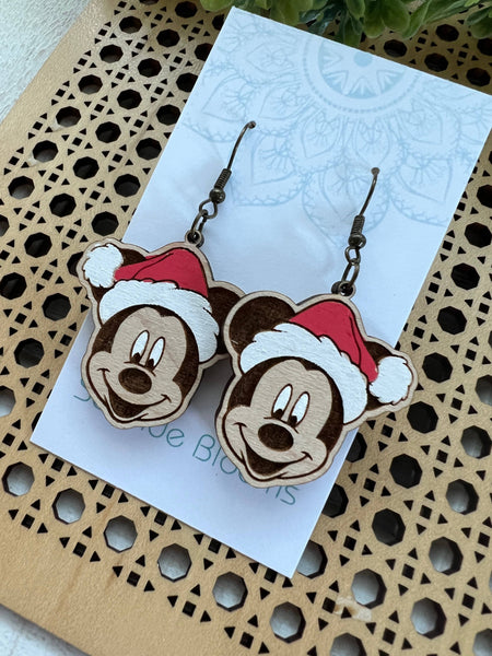 Seasideblooms - Character hand painted lightweight maple wood earrings 