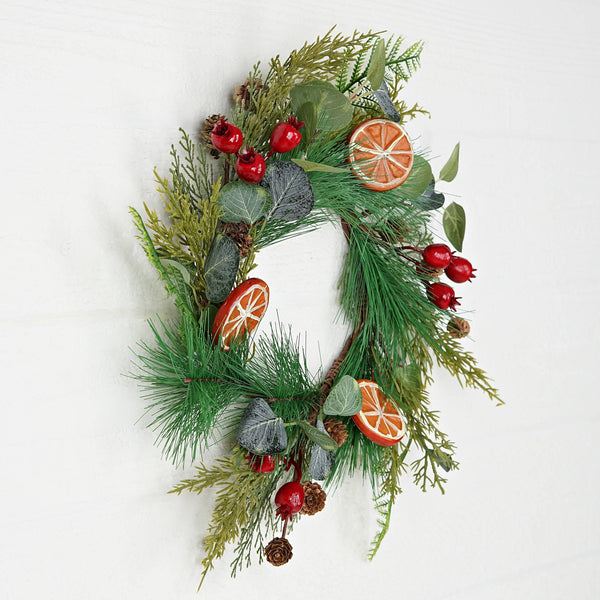 Impressive Enterprises, Inc. - 31510- 15in(6.5) Wreath-Mix pines w. eucalyptus, crabapple s