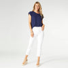 COCO + CARMEN - OMG Capri Jeans with Embroidered Eyelet Trim: S / Crisp White