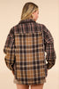 VERY J - NJ90261-Mixed Plaid Oversized Casual Shacket Jacket: OLIVE / S-M-L/2-2-2