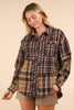 VERY J - NJ90261-Mixed Plaid Oversized Casual Shacket Jacket: OLIVE / S-M-L/2-2-2