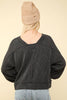 VERY J - NT11947-Two Tone Otto Ribbed Oversized Soft Comfy knit Top: MOSS / S-M-L/2-2-2