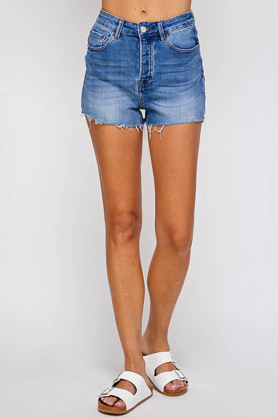 I&M JEAN, INC. - IB5390HH - Medium Wash - High Rise Denim Shorts: L / Medium Wash