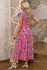 Aapparella - Women Boho Floral V Neck Ruffle Tiered Maxi Dress | S-XL: Missy / S / Multi-Colored