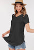 Shop Basic USA - Basic Short Sleeve V Neck Top: XL / NAVY