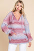 IWT Brands - 12W2480L - MULTI-COLOR HOODED COZY SWEATER WITH DRAWSTRING