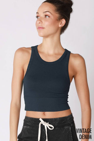 NIKIBIKI - NS8017 - Vintage Chevron Highneck Crop Top