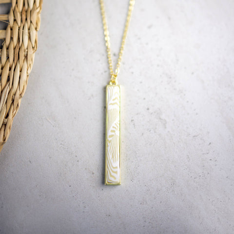 JILZARAH - Ivory Palm Vertical Bar Necklace