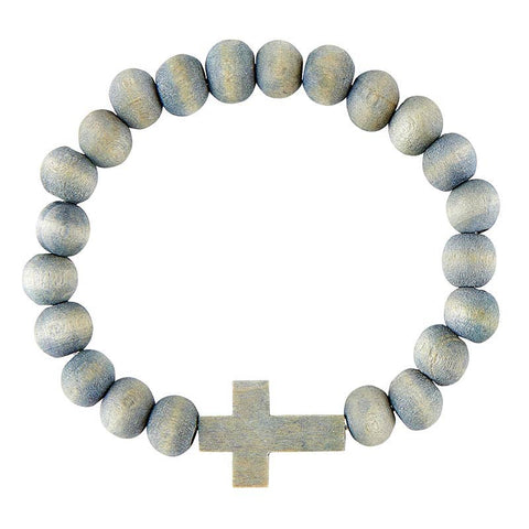 Faithworks by Creative Brands - Wood Bead Bracelet - Grey