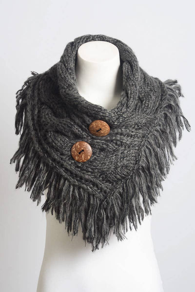 Leto Accessories - Heathered Shoulder Warmer With Coco Buttons