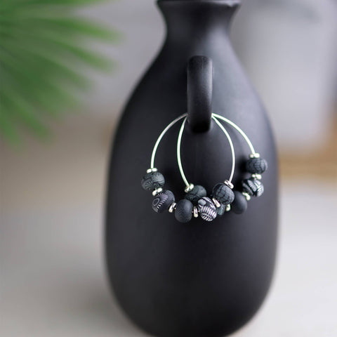 JILZARAH - Midnight Palm Bead Hoop Earring