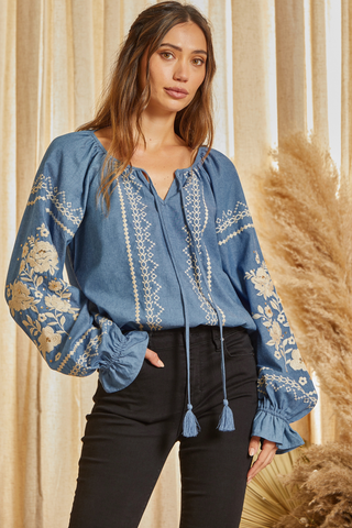 Andrée by Unit - Embroidered Tunic Top T11059-2