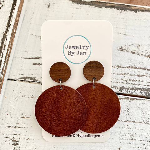 Jewelry By Jen - Wood Stud Earring: Brown