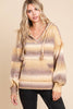 IWT Brands - 12W2480L - MULTI-COLOR HOODED COZY SWEATER WITH DRAWSTRING