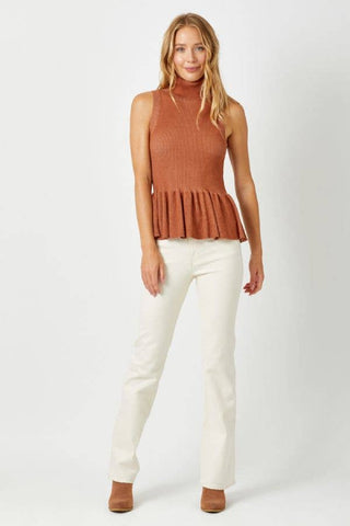 Mystree - 35347 Turtleneck Peplum Sweater Top