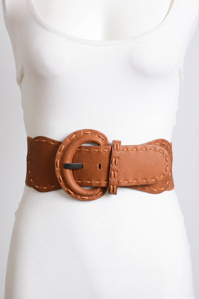 Leto Accessories - Distressed Look Wide Stitch Belt