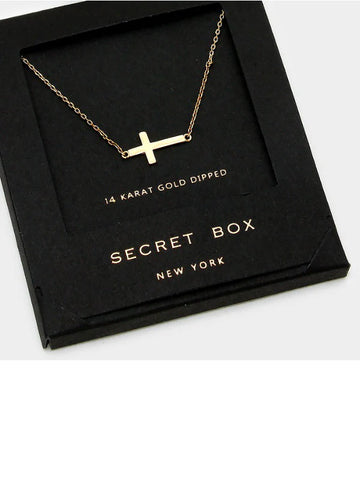 Secret Box Gold Dipped Cross Necklace